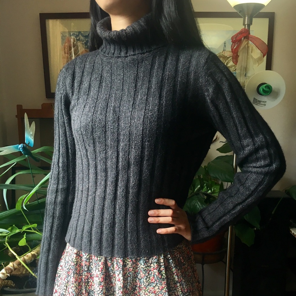 Cozy wool turtleneck sweater, slightly cropped